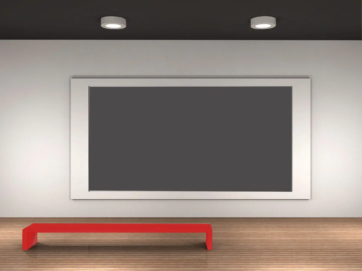 A large tv screen in the middle of a room.